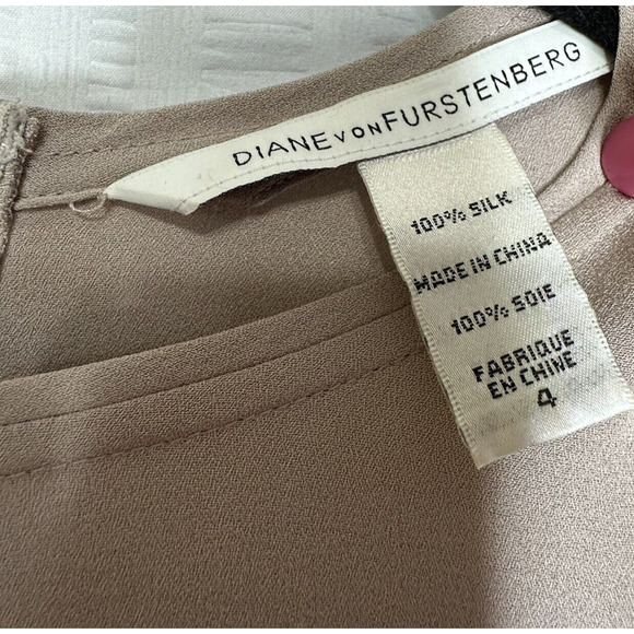 Diane Von Furstenberg Dress Womens 4 Kimian Silk Pleated Split Neck Long Sleeve - Picture 7 of 12